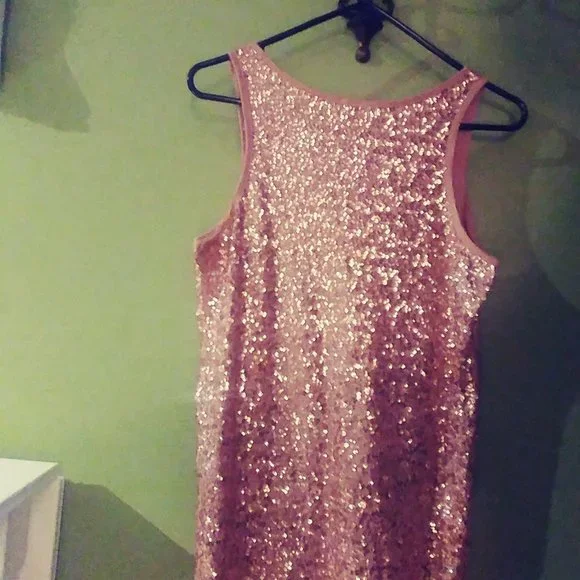 J.Crew Fleshtoned Sequined Tank Sz M (&BONUS handmade scarf/neck wrap to match!) - Picture 4 of 7